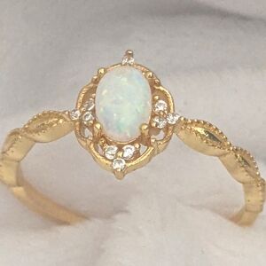 Ring 14K Gold Over Sterling Silver Elegant Ring Available Sizes 6,7,8,9.